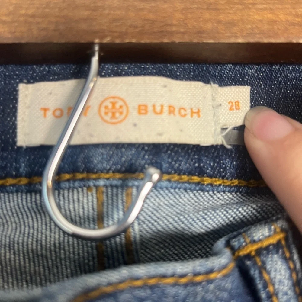 Tory Burch Harley straight Unfinished Pocket Stretchy Jeans Size 28
